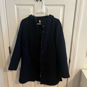 Zara Basic Hooded Winter Coat, Color Navy, Size S